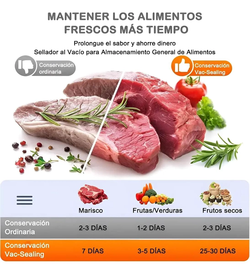 MAQUINA SELLADORA AL VACIO CON 5 MODOS Y BOLSAS - 3