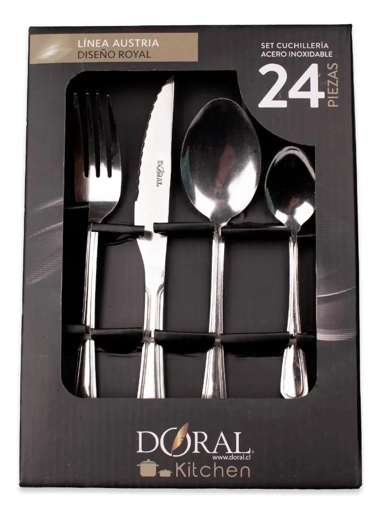 JUEGO DE CUCHILLERIA 24 PIEZAS PLATEADO ROYAL - 1