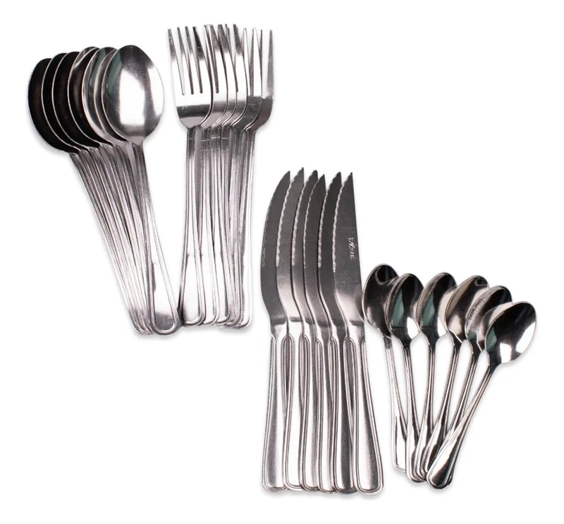 JUEGO DE CUCHILLERIA 24 PIEZAS PLATEADO ROYAL - 2