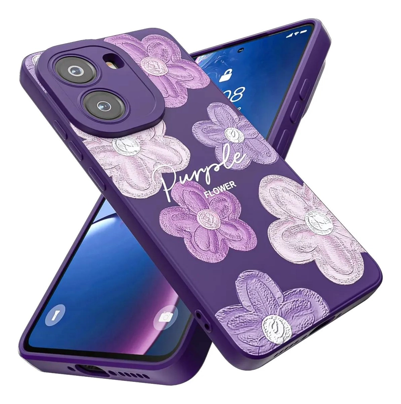 CARCASA PURPURA CON FLORES PARA XIAOMI POCO X7 PRO - 1