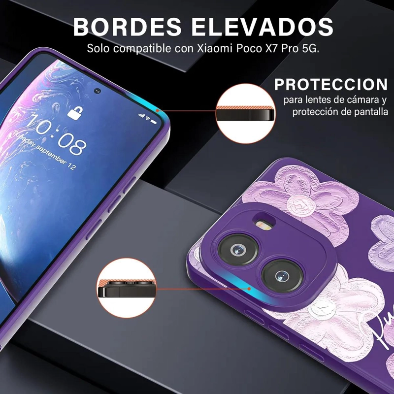 CARCASA PURPURA CON FLORES PARA XIAOMI POCO X7 PRO - 2