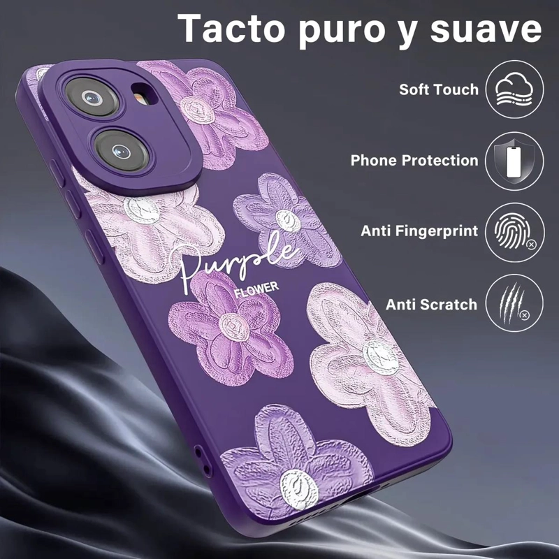 CARCASA PURPURA CON FLORES PARA XIAOMI POCO X7 PRO - 3