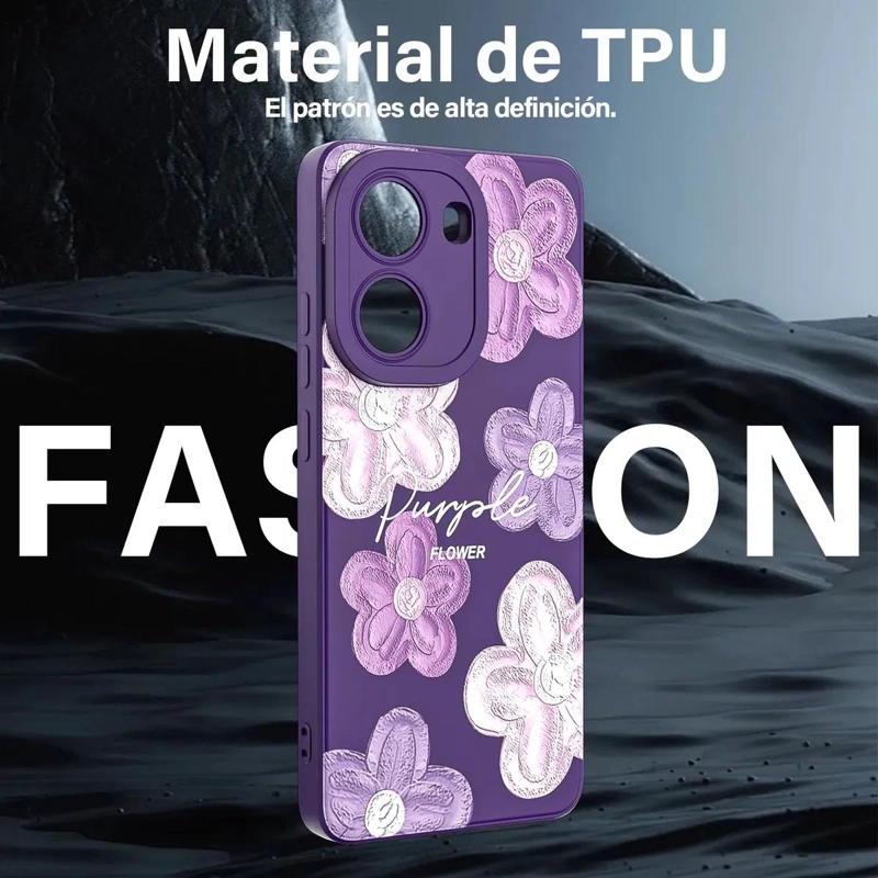 CARCASA PURPURA CON FLORES PARA XIAOMI POCO X7 PRO - 5