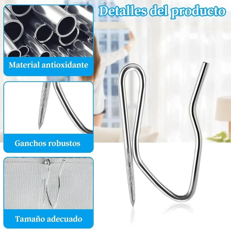 GANCHO PARA BARRA DE CORTINA TIPO PINZA 30 UNIDADES - 3