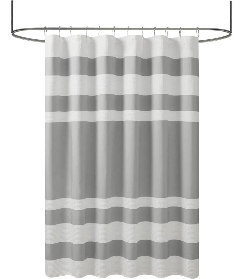 CORTINA DE BAÑO ANTIHONGO TELA LAVABLE GRIS - 1