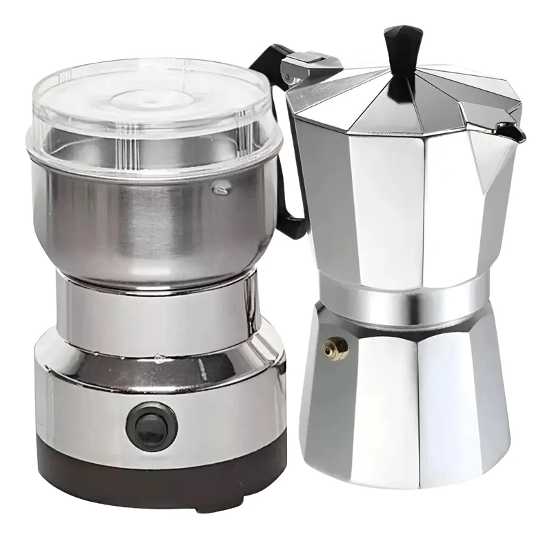 MOLEDOR ELE CTRICO Y CAFETERA ITALIANA 3 TAZAS - 1