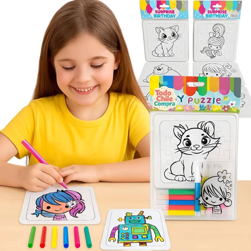 PACK 12 ROMPECABEZAS PARA PINTAR Y LAPICES - 1