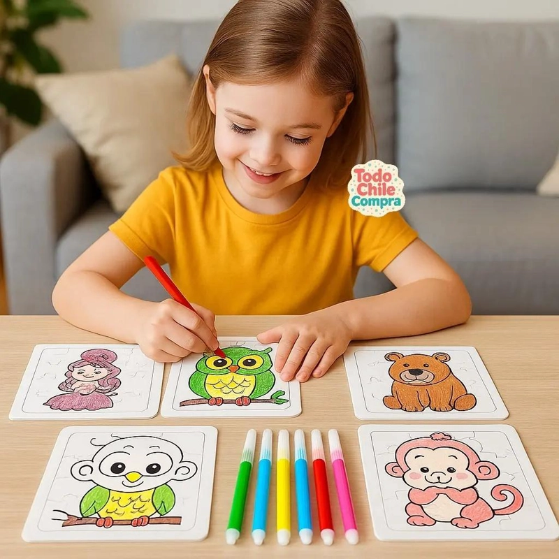 PACK 12 ROMPECABEZAS PARA PINTAR Y LAPICES - 3