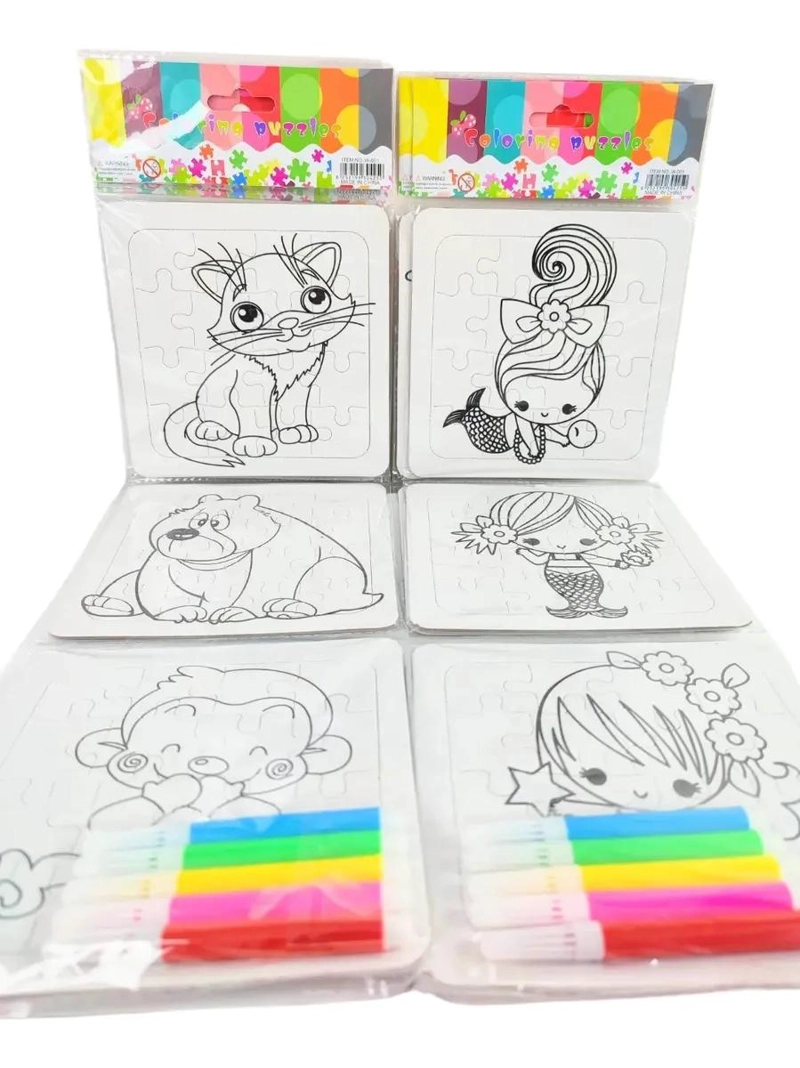 PACK 12 ROMPECABEZAS PARA PINTAR Y LAPICES - 4