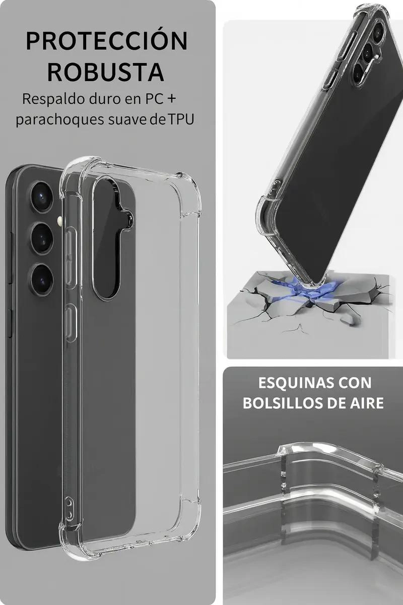 CARCASA TRANSPARENTE ANTIGOLPES Y LAMINA PARA SMARTPHONE - 4