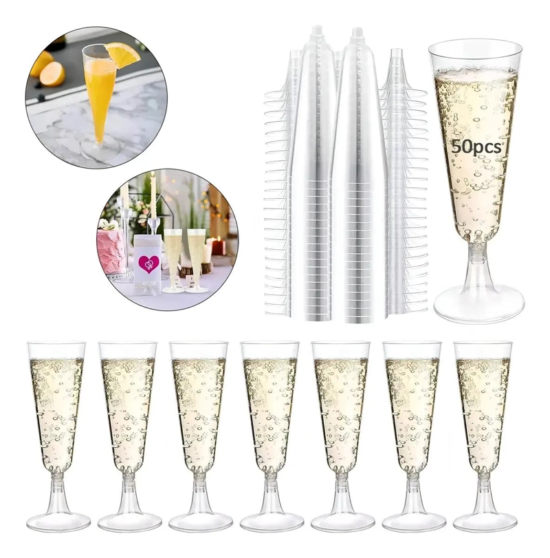 50 COPAS DE CHAMPAGNE DE ACRILICO Y PLASTICO - 1