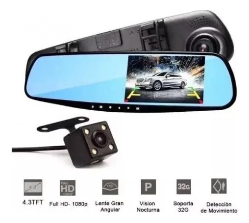 ESPEJO RETROVISOR CON CAMARA FRONTAL Y DE RETROCESO - 2