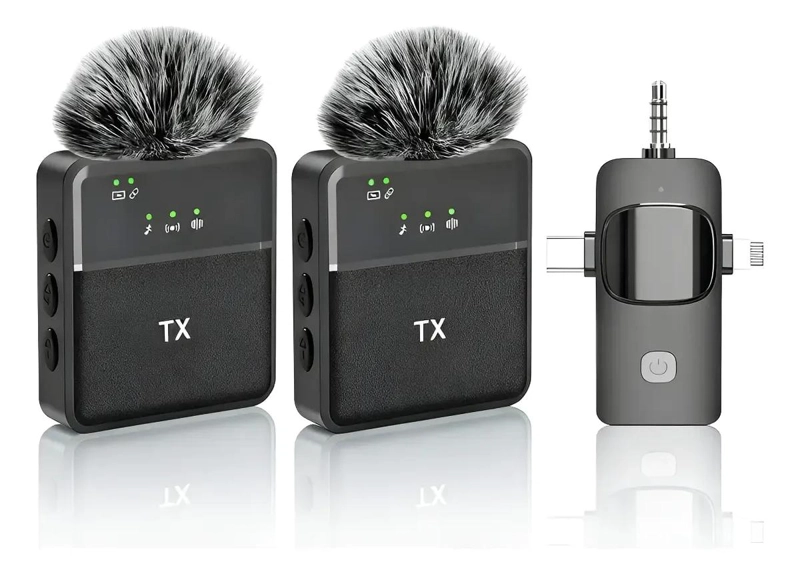 PACK 2 MICROFONOS INALAMBRICOS DUAL PARA MOVILES - 1