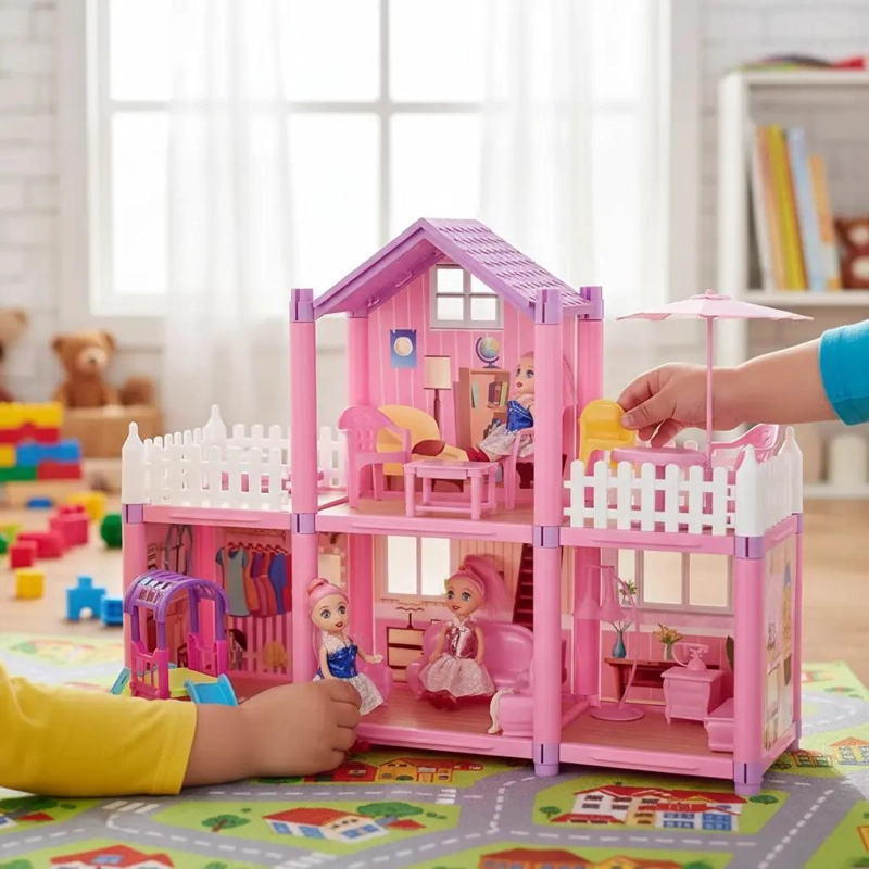 CASA DE MUÑECAS ARMABLE CON 105 PIEZAS - 1