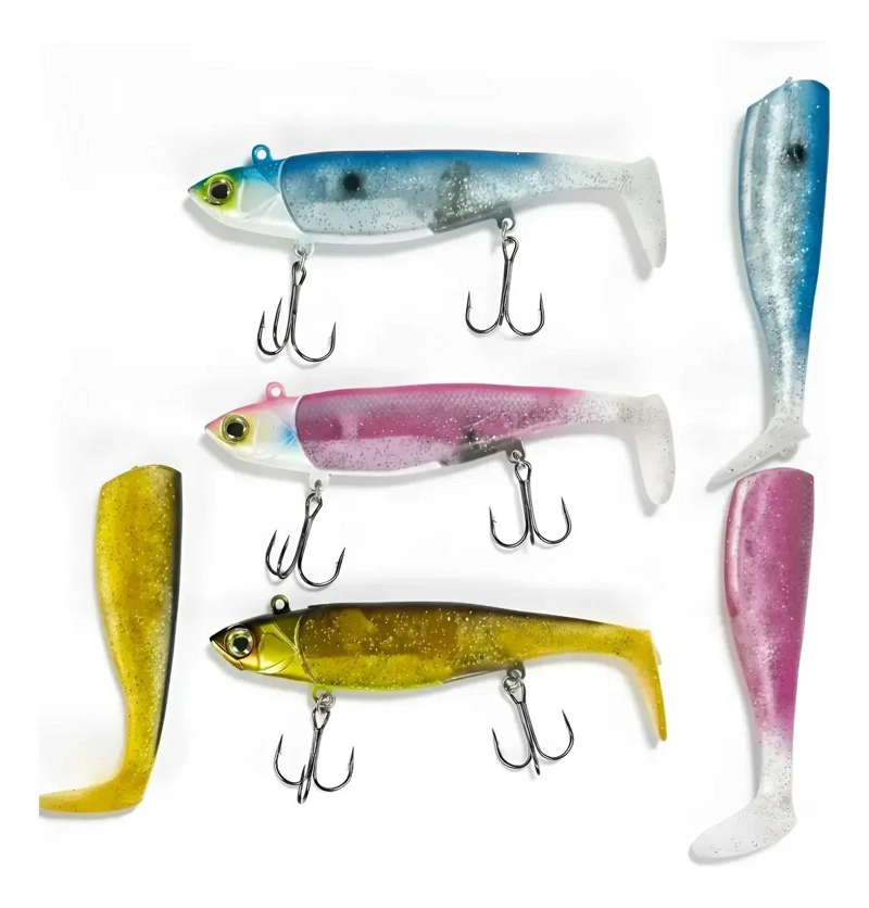 SEÑUELOS DE VINILO PARA PESCA CORVINA 80G PACK 3 - 3
