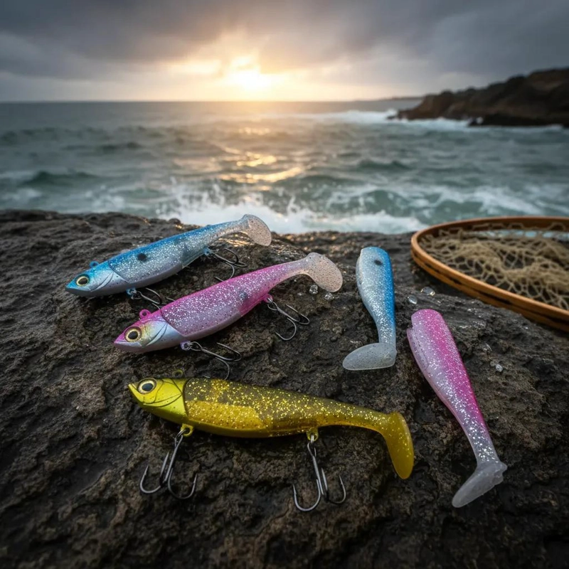 SEÑUELOS DE VINILO PARA PESCA CORVINA 80G PACK 3 - 4
