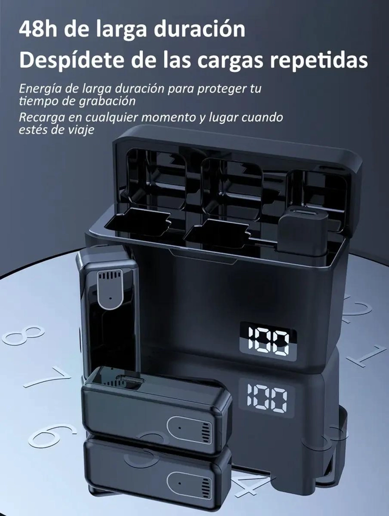 MICROFONO INALAMBRICO COMPACTO CON CARGA PORTATIL Y CANCELACION DE RUIDO - 5