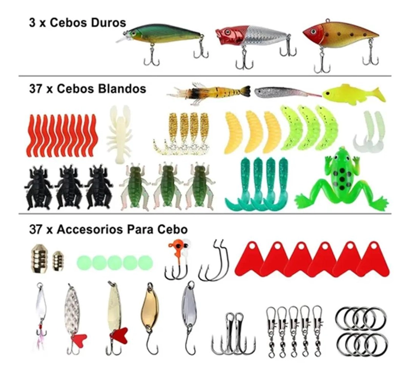KIT DE 78 PIEZAS DE SEÑUELOS DE PESCA - 2