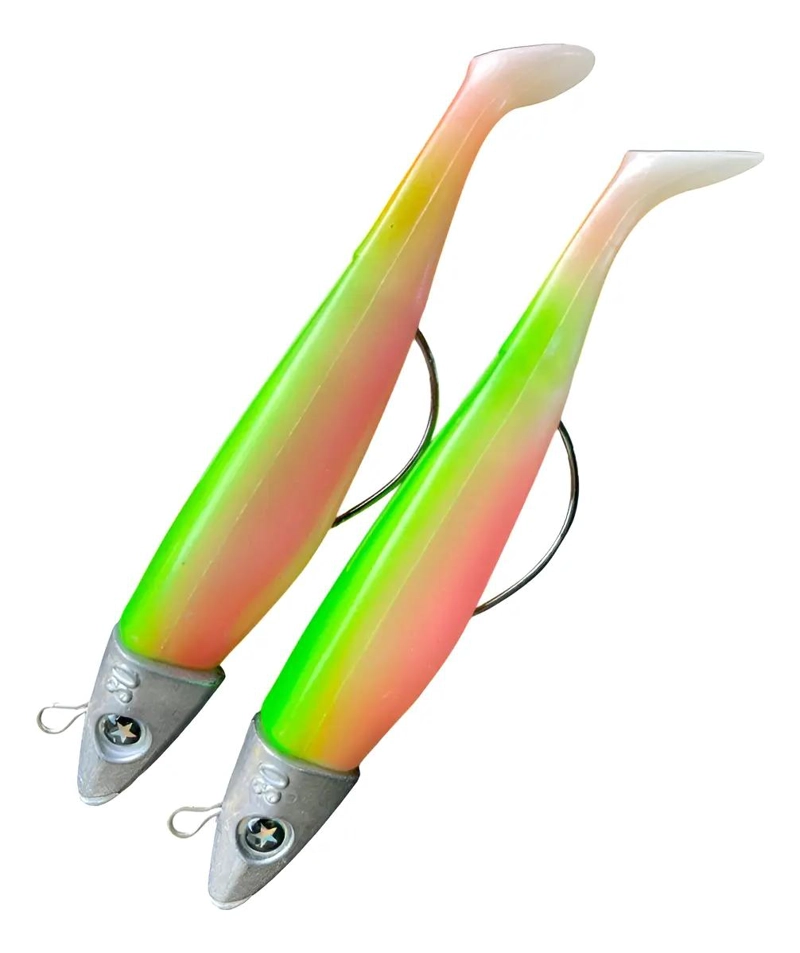 SEÑUELO DE PESCA VINILOS 2 UNIDADES COLOR VERDE - 1