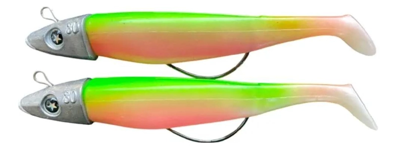 SEÑUELO DE PESCA VINILOS 2 UNIDADES COLOR VERDE - 2
