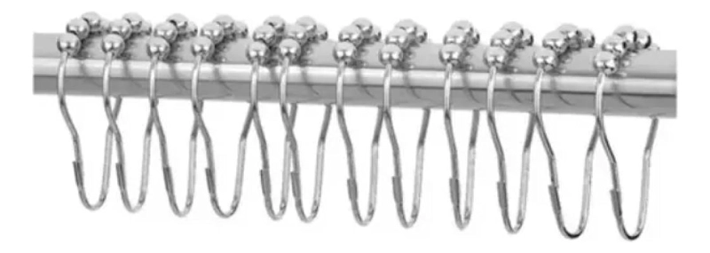 KIT 12 GANCHOS ACERO INOXIDABLE CORTINAS BAÑO - 4