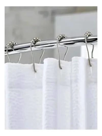 KIT 12 GANCHOS ACERO INOXIDABLE CORTINAS BAÑO - 5