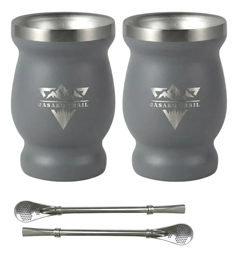 VASO MATERO 240 ML CON BOMBILLA ACERO INOX SET 2 - 1