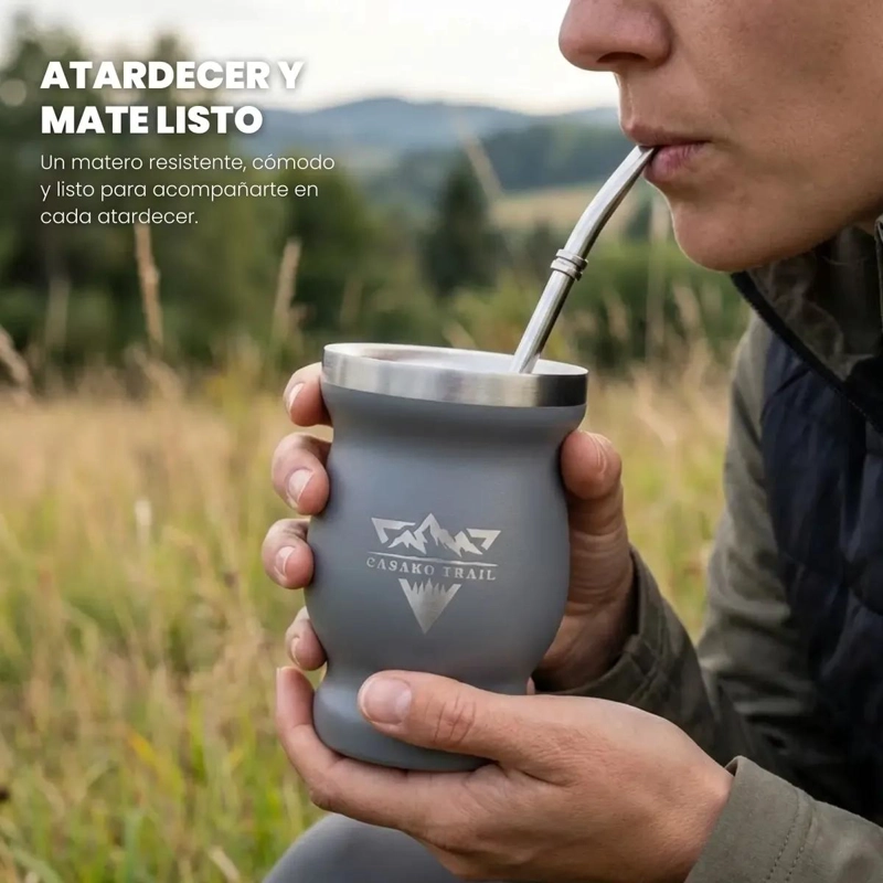 VASO MATERO 240 ML CON BOMBILLA ACERO INOX SET 2 - 2