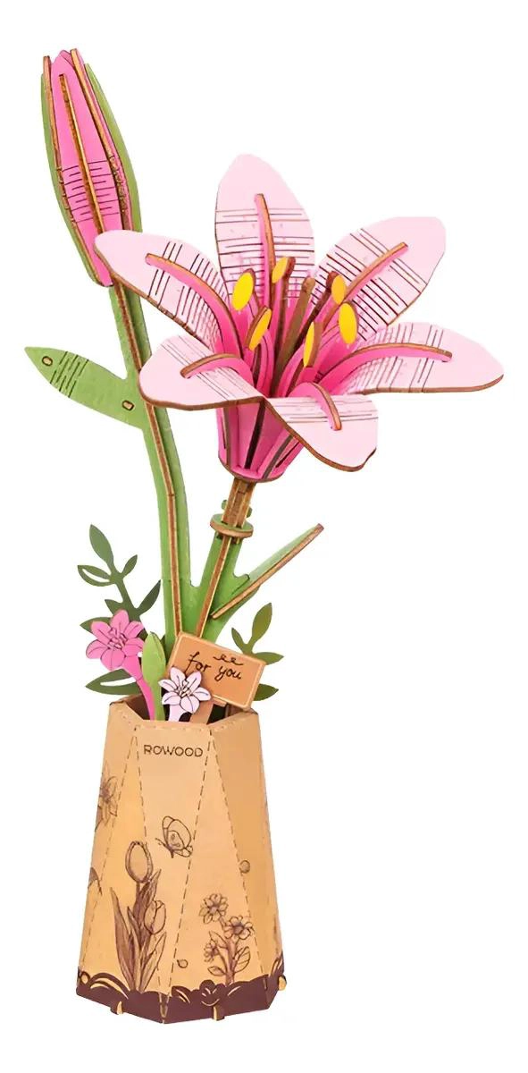 MINIATURA ARMABLE FLOR LIRIO ROSADO - 1