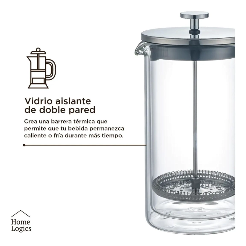 PRENSA FRANCESA CAFETERA VIDRIO DOBLE PARED 1L - 4