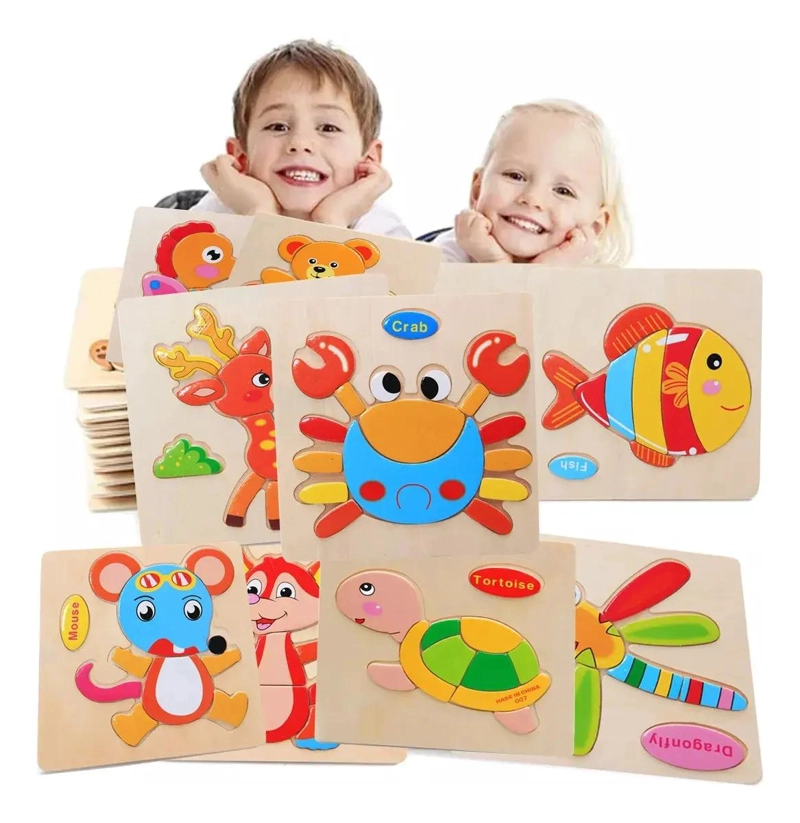 ROMPECABEZAS DE MADERA PARA NIÑOS 16 FIGURAS - 1