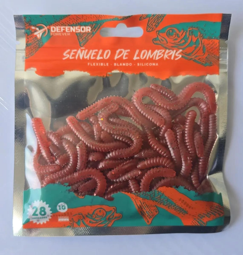 SENUELO FLEXIBLE LOMBRIZ 100MM 28 UNIDADES ROJO - 2
