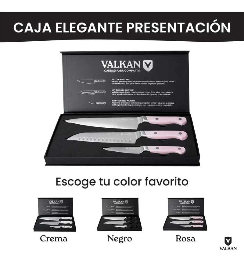 SET DE 3 CUCHILLOS DE ACERO PARA ASADO - 2