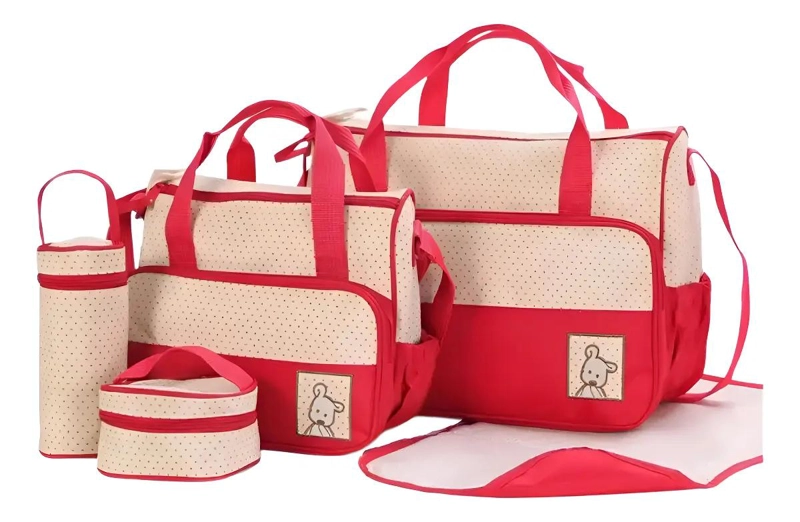 BOLSO MATERNAL 5 MUDADOR COLORES METINCA ROJO - 1