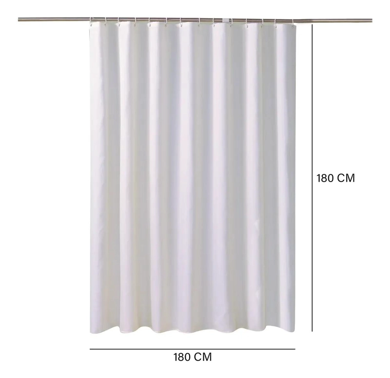 CORTINA DE BAÑO IMPERMEABLE 180X180CM CON GANCHOS - 4