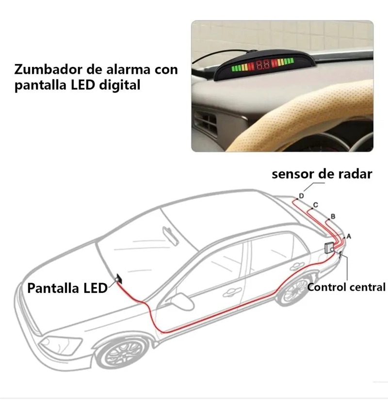 SENSOR DE RETROCESO PARA AUTO CON DISPLAY COMPLETO - 7
