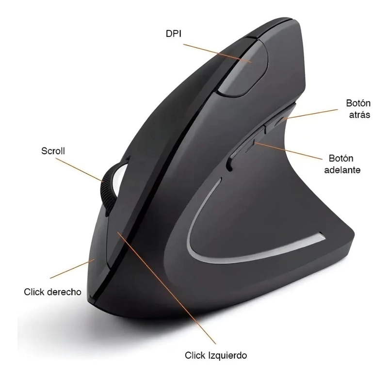 MOUSE ERGONOMICO INALAMBRICO NEGRO - 2
