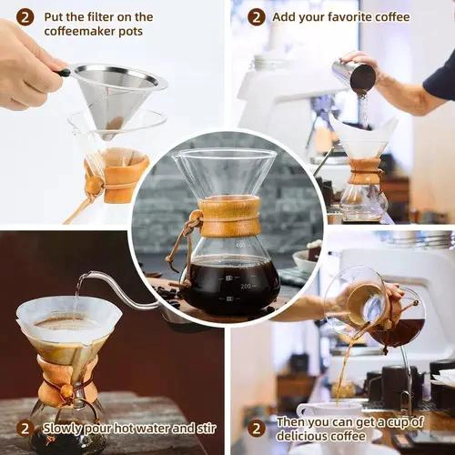 CAFETERA CHEMEX DE MADERA CON FILTRO ACERO 400 ML - 2