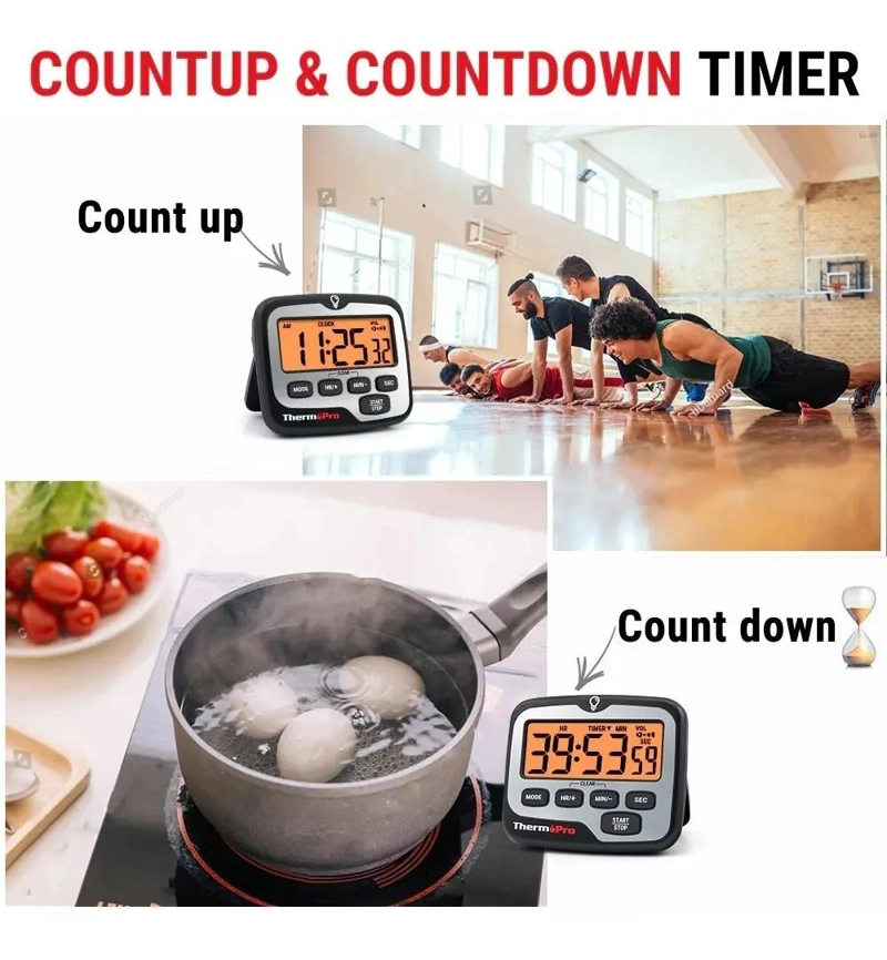 TEMPORIZADOR Y CRONOMETRO DIGITAL CON LUZ PARA COCINA - 4