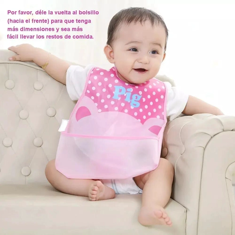 BABEROS DE PLASTICO IMPERMEABLE PARA BEBE  12 PIEZAS - 4
