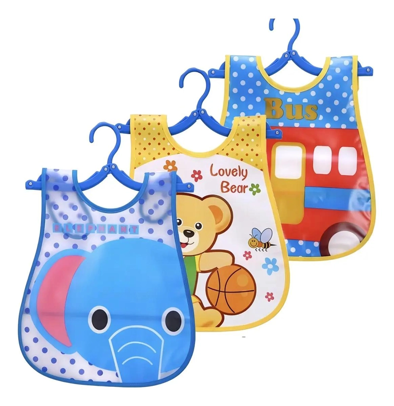PACK 3 BABEROS IMPERMEABLES CON BOLSILLO - 4