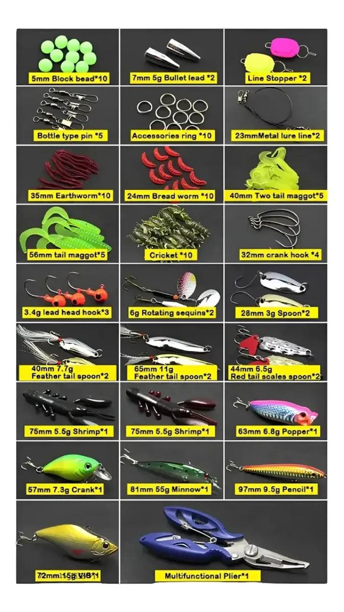 KIT DE PESCA COMPLETO 101 PIEZAS CON ALICATE - 4