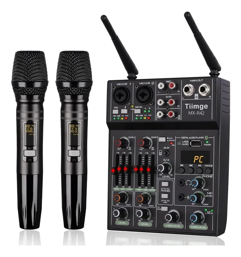 MEZCLADORA DE AUDIO PROFESIONAL CON 2 MICROFONOS - 1