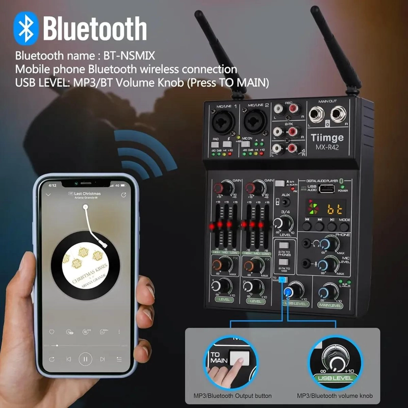 MEZCLADORA DE AUDIO PROFESIONAL CON 2 MICROFONOS - 2