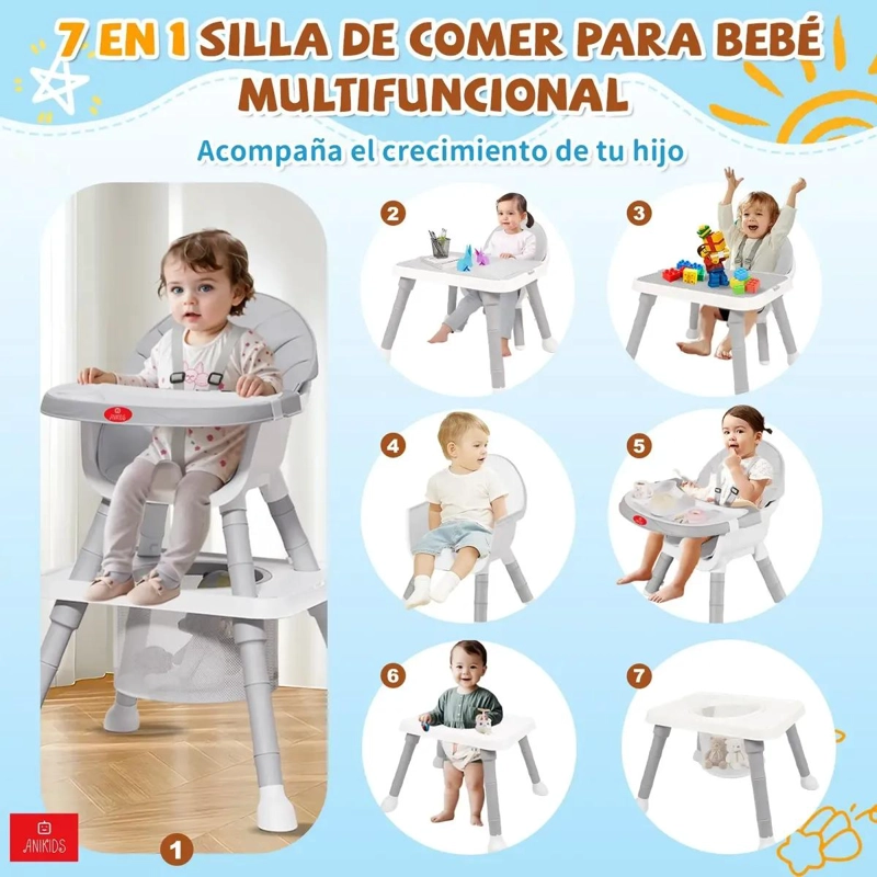 SILLA DE COMER MULTIFUNCIONAL 7 EN 1 PARA BEBE - 2
