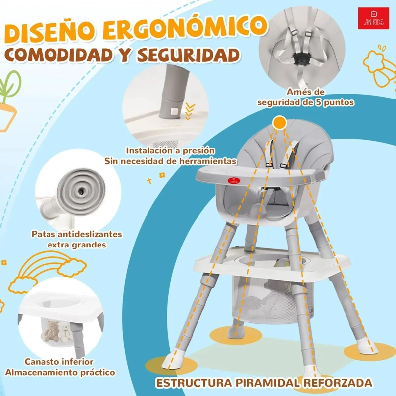 SILLA DE COMER MULTIFUNCIONAL 7 EN 1 PARA BEBE - 3
