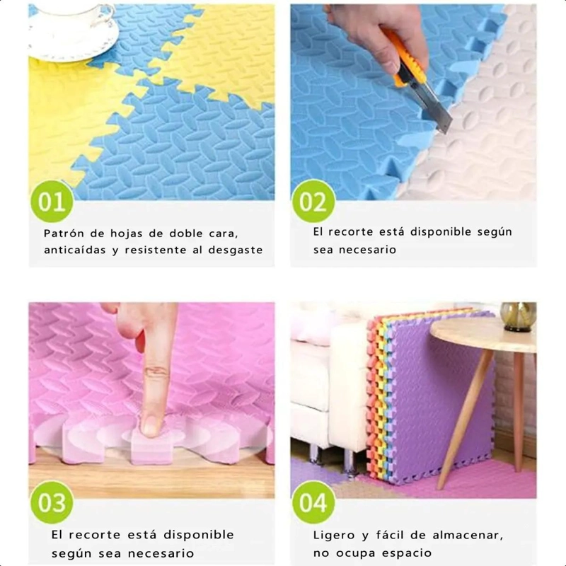 PACK 4 ALFOMBRAS PUZZLE GOMA EVA ANTIGOLPES 60X60 - 4