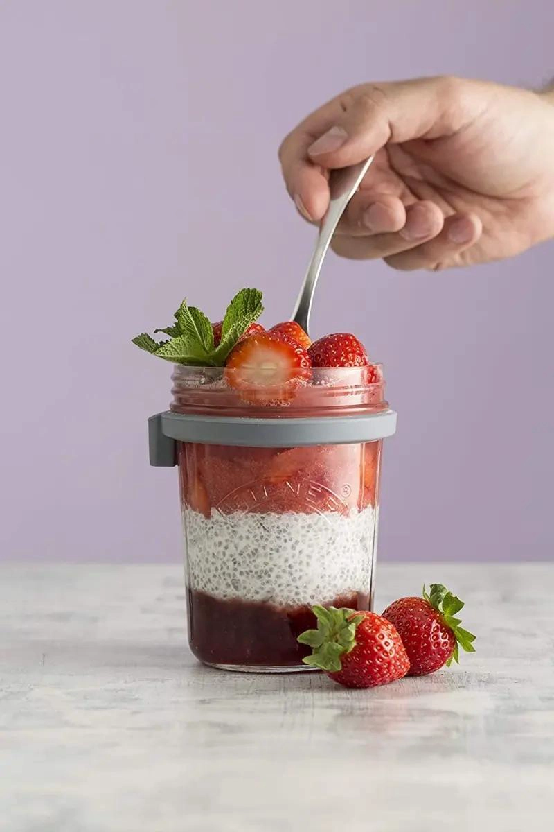 FRASCO DE VIDRIO CON TAPA Y CUCHARA 350 ML - 4
