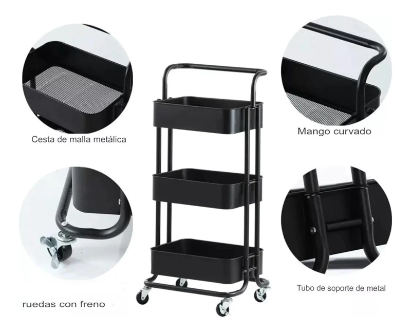 CARRITO ORGANIZADOR DE ALMACENAMIENTO 3 NIVELES - 3