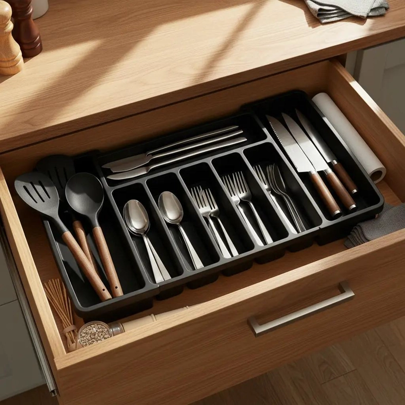 ORGANIZADOR EXPANDIBLE PARA CUBIERTOS DE COCINA - 2